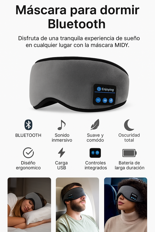 Antifaz Mascarilla Para dormir, Viajar o Meditar Con Bluetooth.