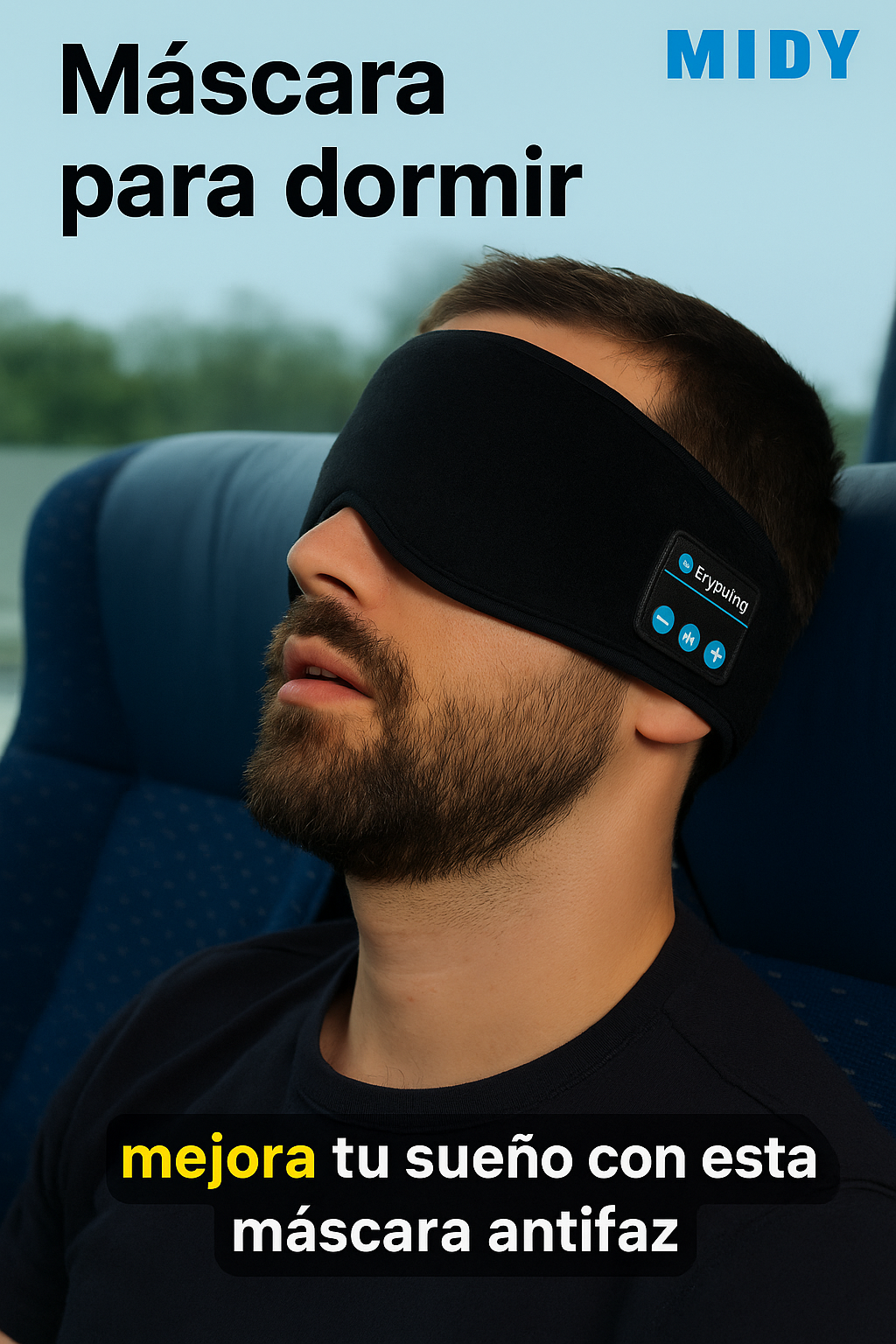 Antifaz Mascarilla Para dormir, Viajar o Meditar Con Bluetooth.